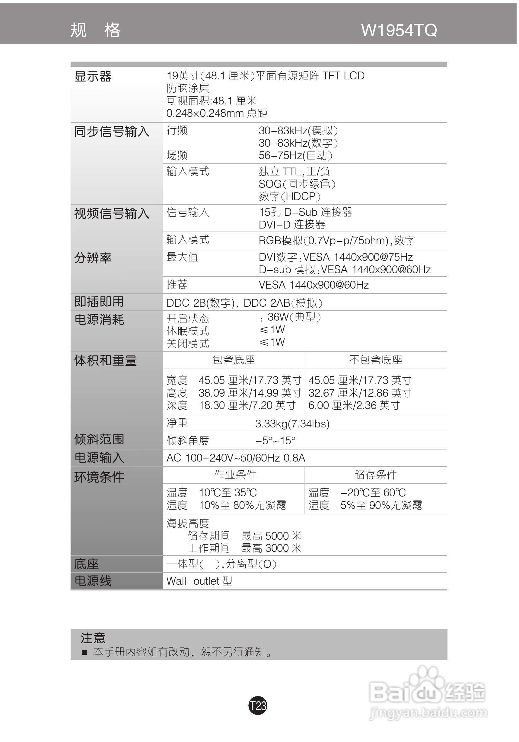 LG W1954TQ液晶显示器使用说明书:[3]