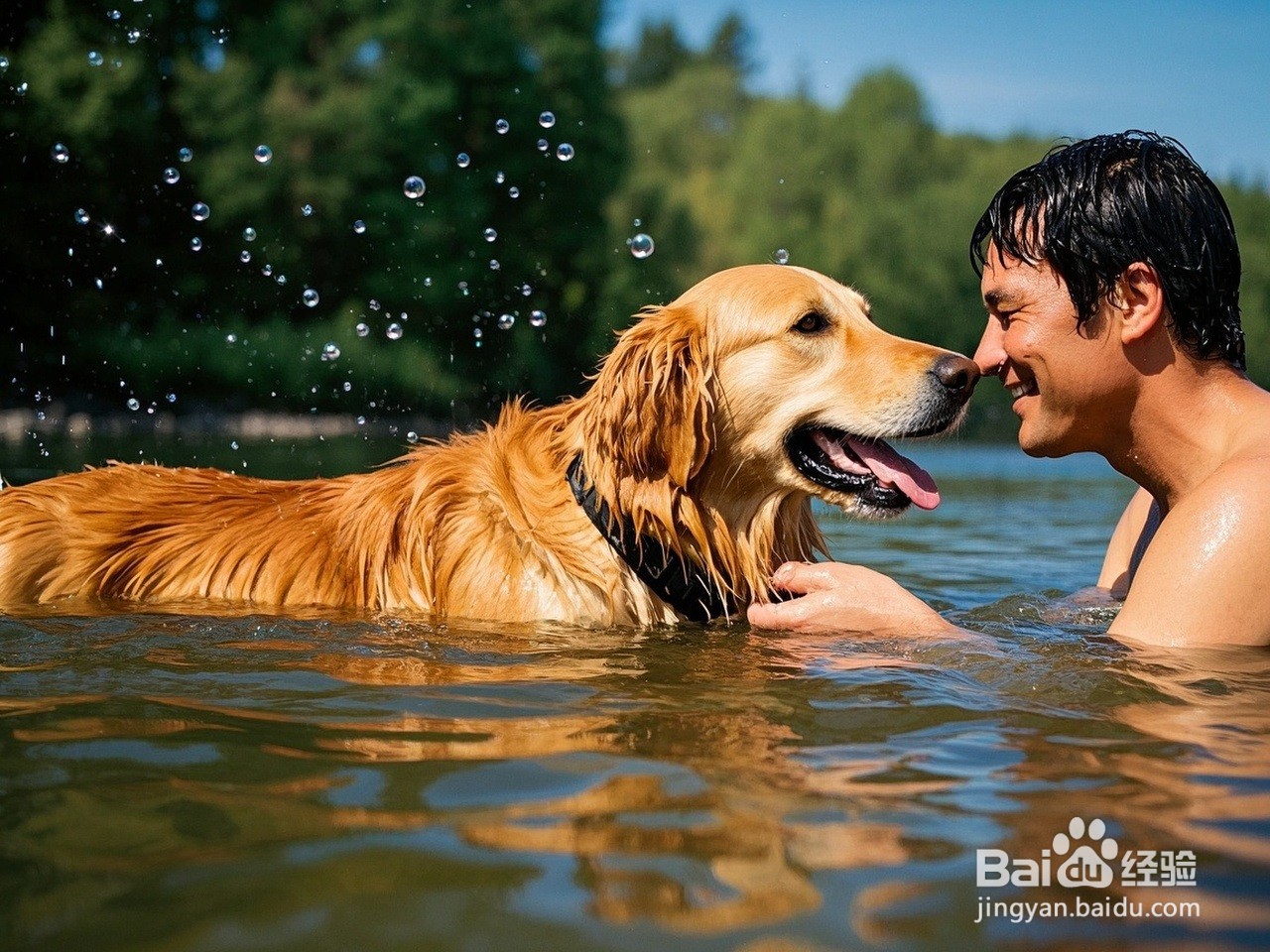 怎么带金毛狗下河游泳