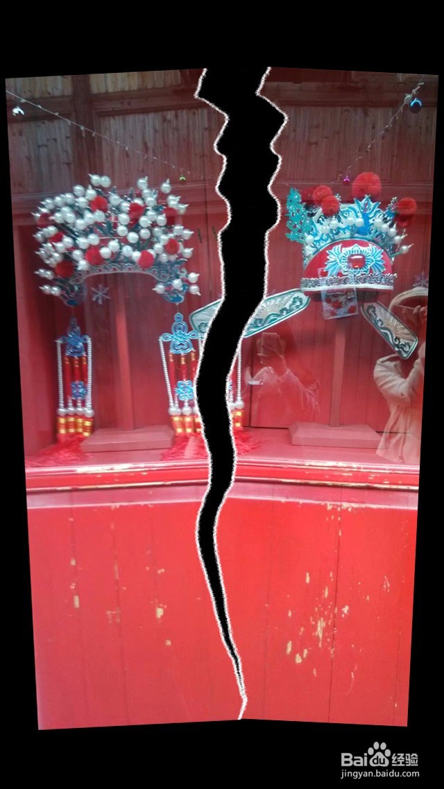 ps做照片撕裂成两半的效果