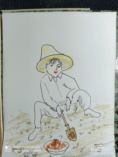 怎样画简笔画给花盆装土的男人?