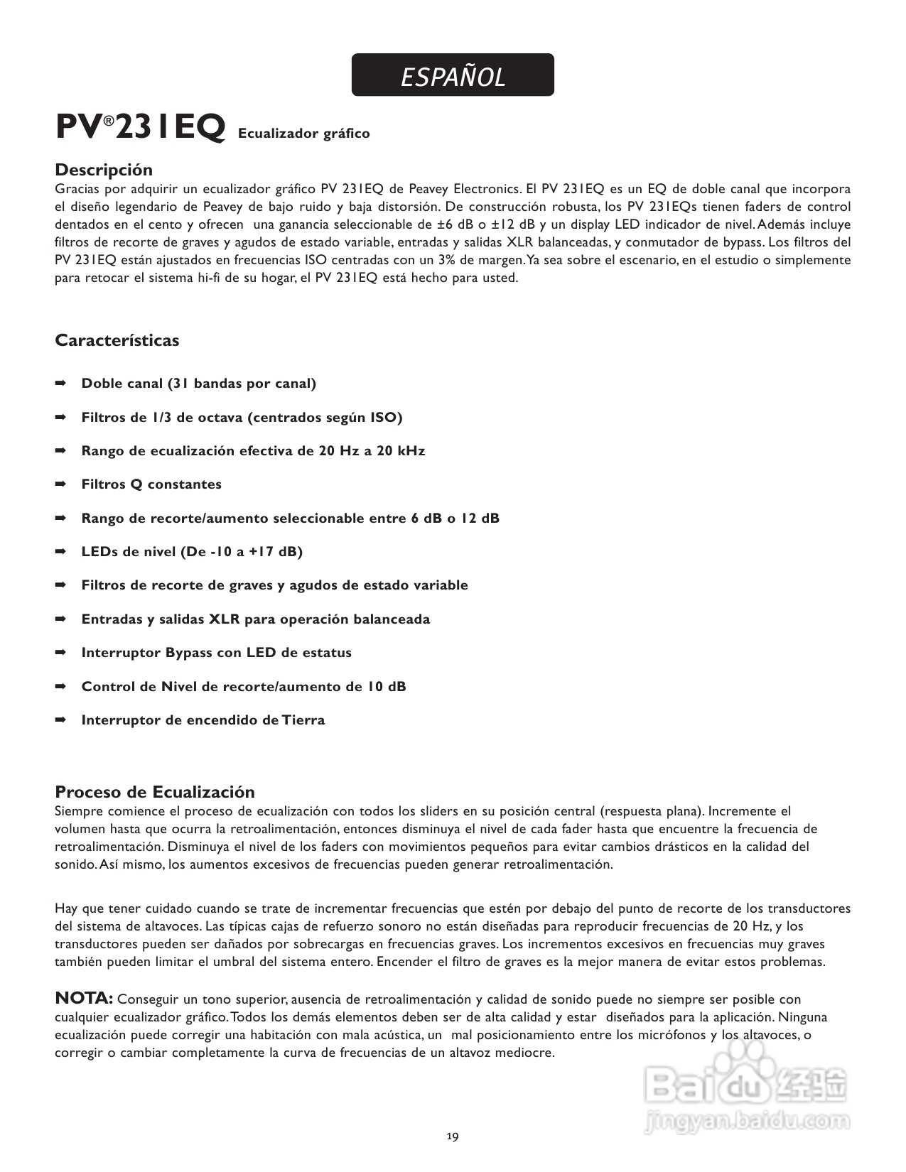 百威PV 231EQ Graphic Equalizer音响 说明书:[1]