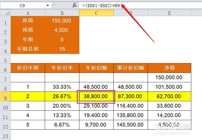年数总和法计提折旧的公式中第二年折旧额怎么算