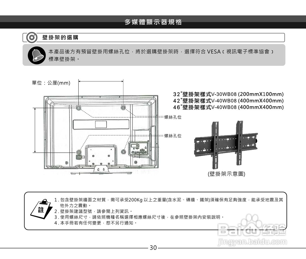 声宝EM-32VT2108D型多媒体液晶显示器说明书:[4]