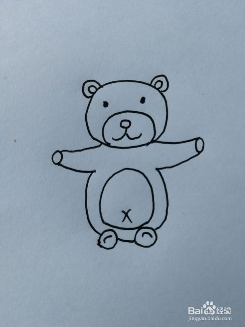如何画一个简单又可爱的小熊 百度经验