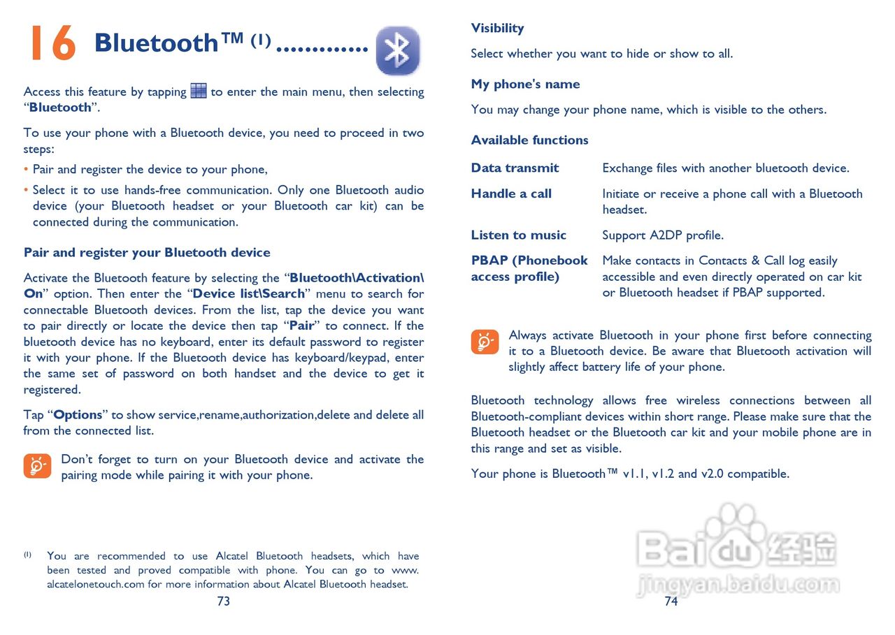 阿尔卡特Onetouch 813手机使用说明书:[4]