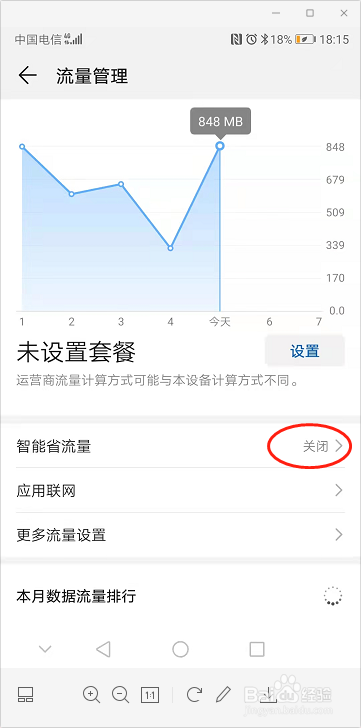 华为手机如何开启智能省流量功能呢？