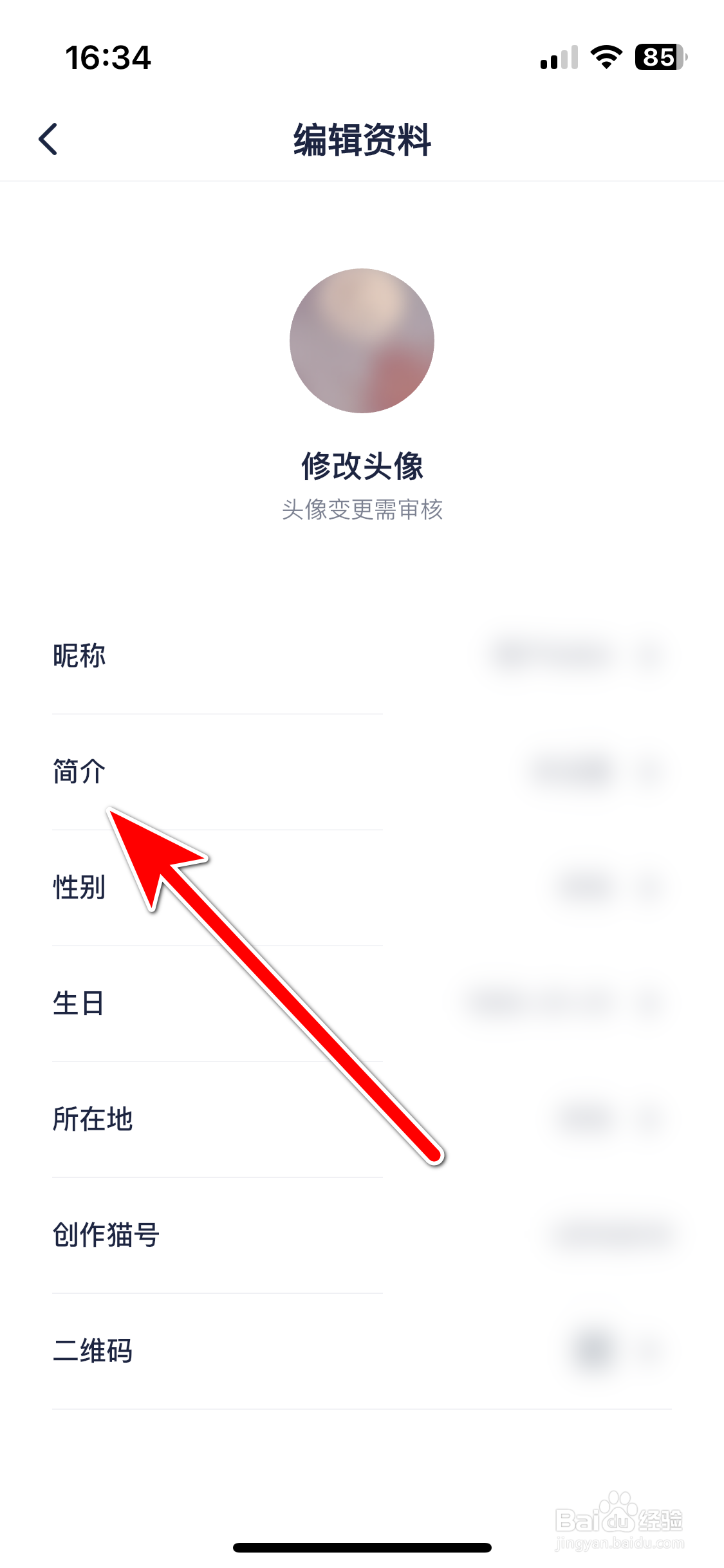 创作猫如何设置个人简介