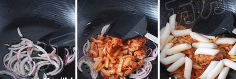 泡菜炒年糕的做法