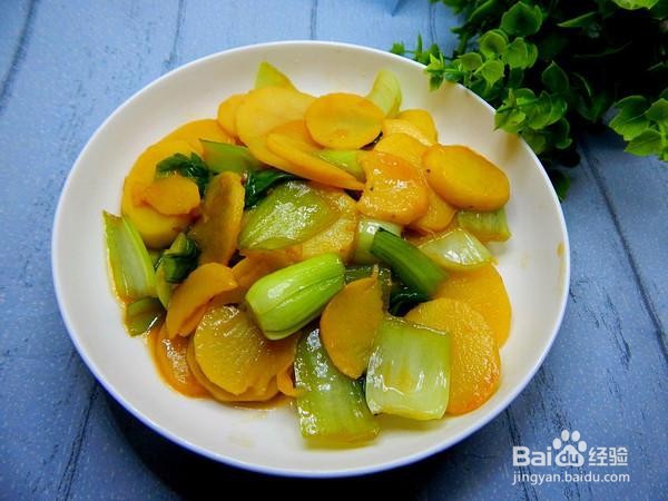 家庭自制油菜炒土豆片