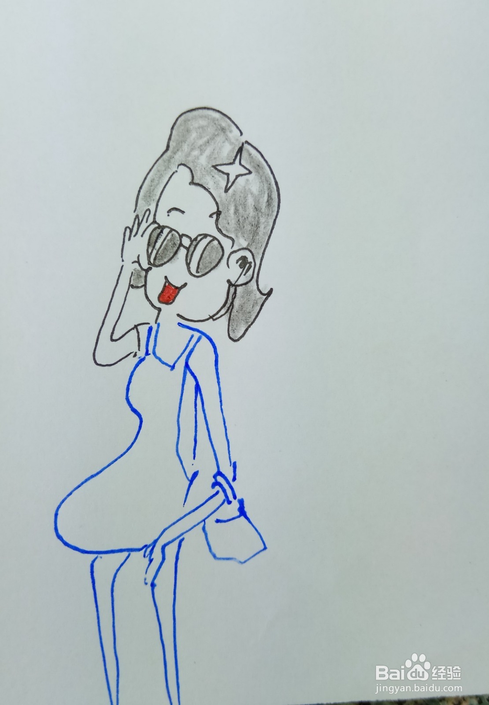 怎样画儿童简笔画“围裙妈妈戴眼镜”？