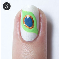 孔雀羽毛美甲画法教程