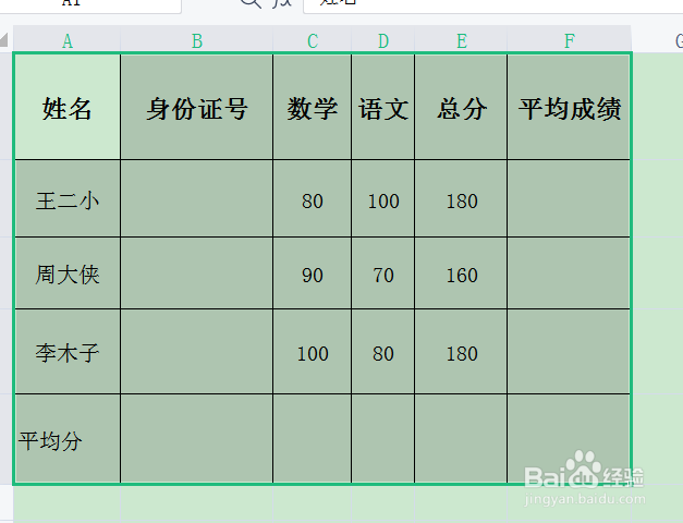 表格平均分怎么操作