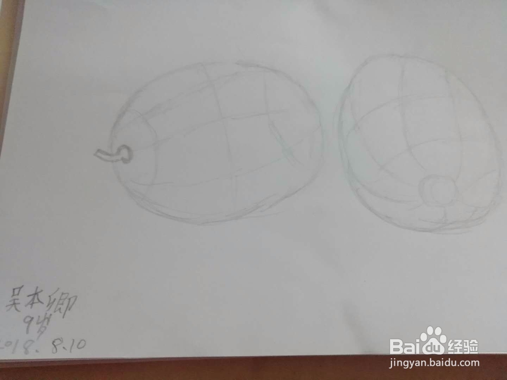 素描静物蔬菜水果——西瓜怎么画