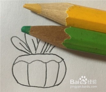 怎么画一个南瓜形的盆栽简笔画