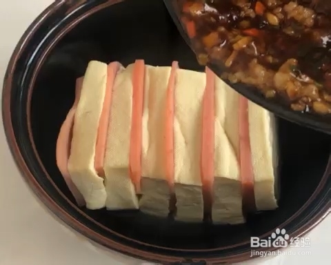 新手教程肉末火腿豆腐