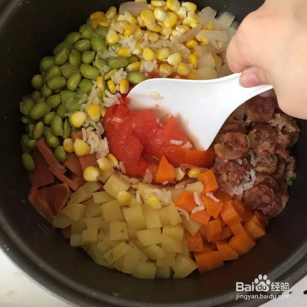 七彩焖饭怎么做