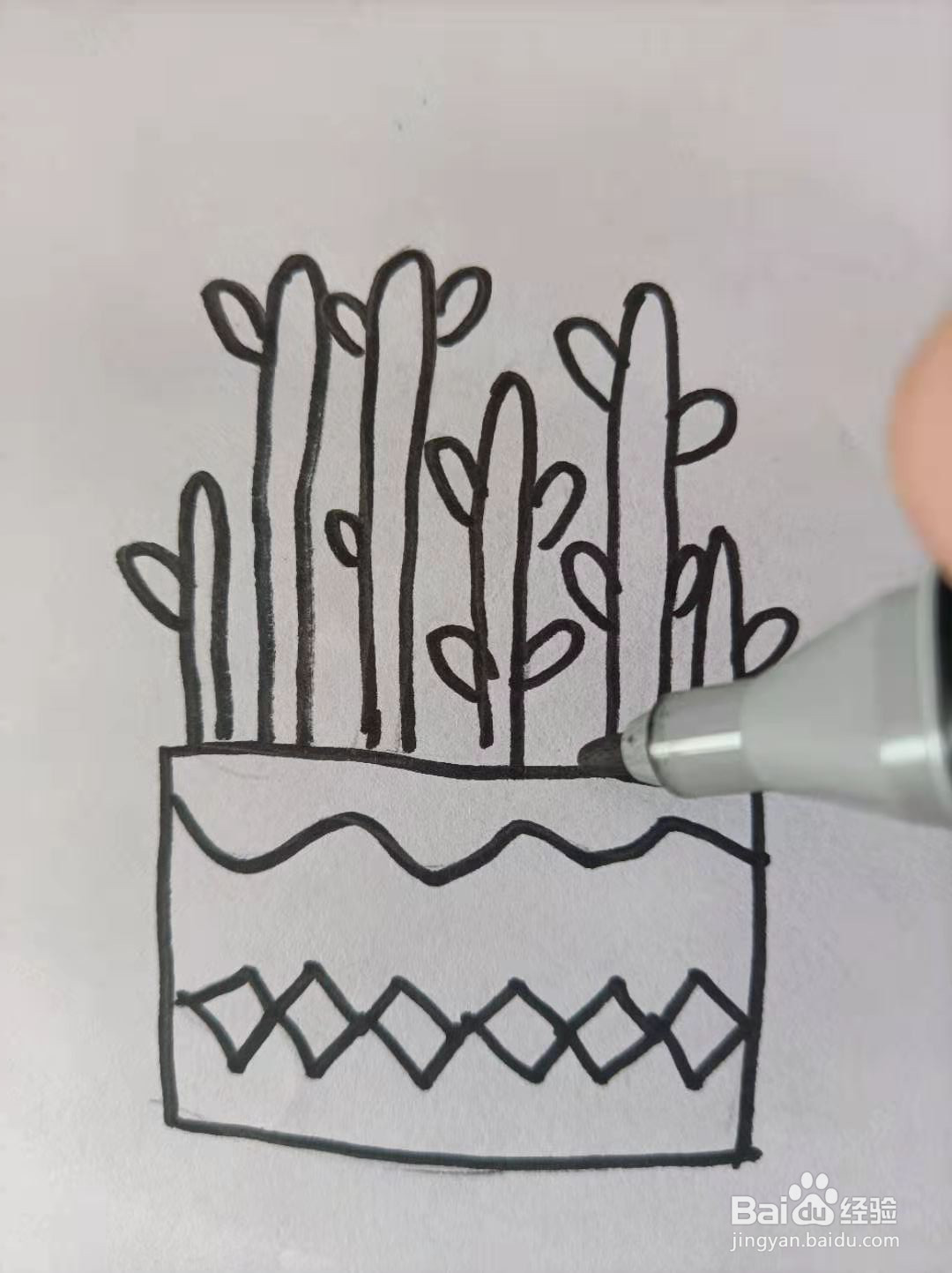 简单画绿色植物小盆栽？