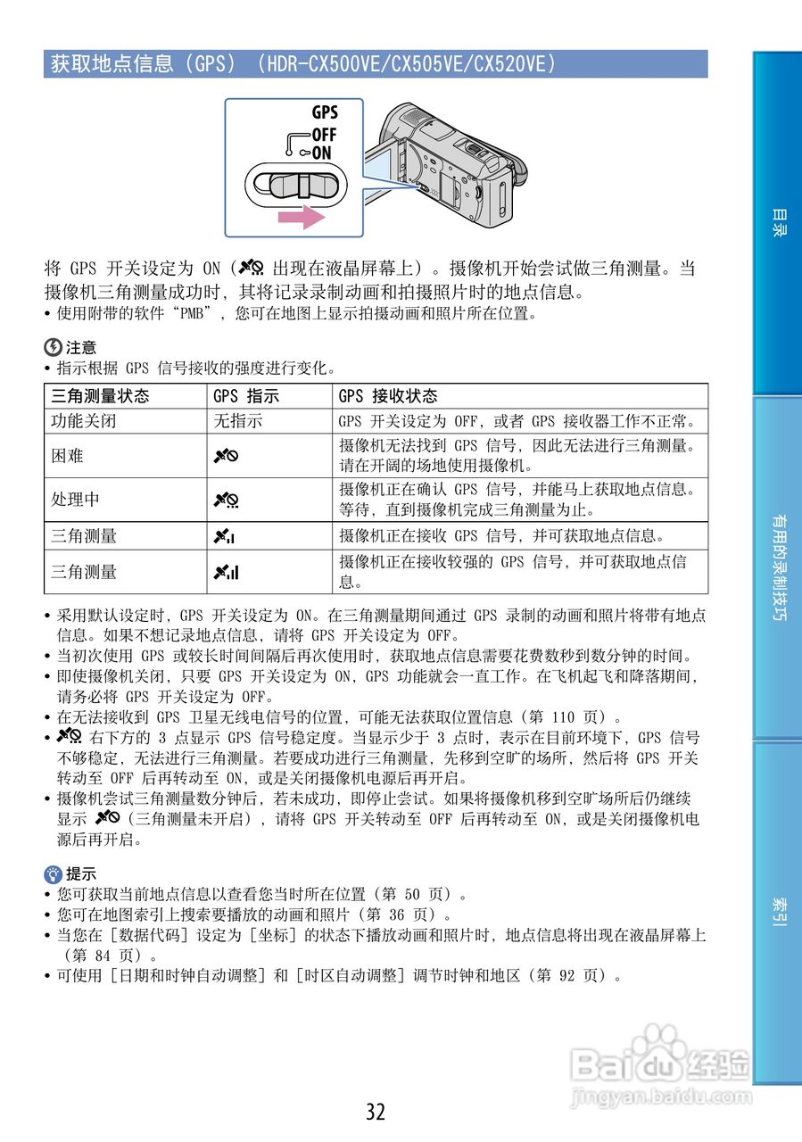 索尼HDR-CX500E 数码摄像机使用说明书:[4]