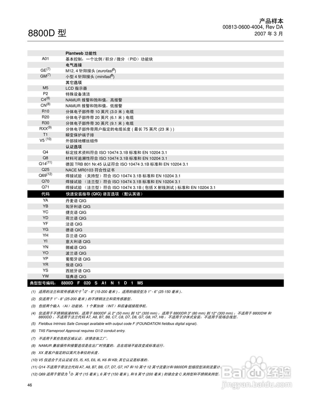 EMERSON 8800D 型涡街流量计说明书:[5]