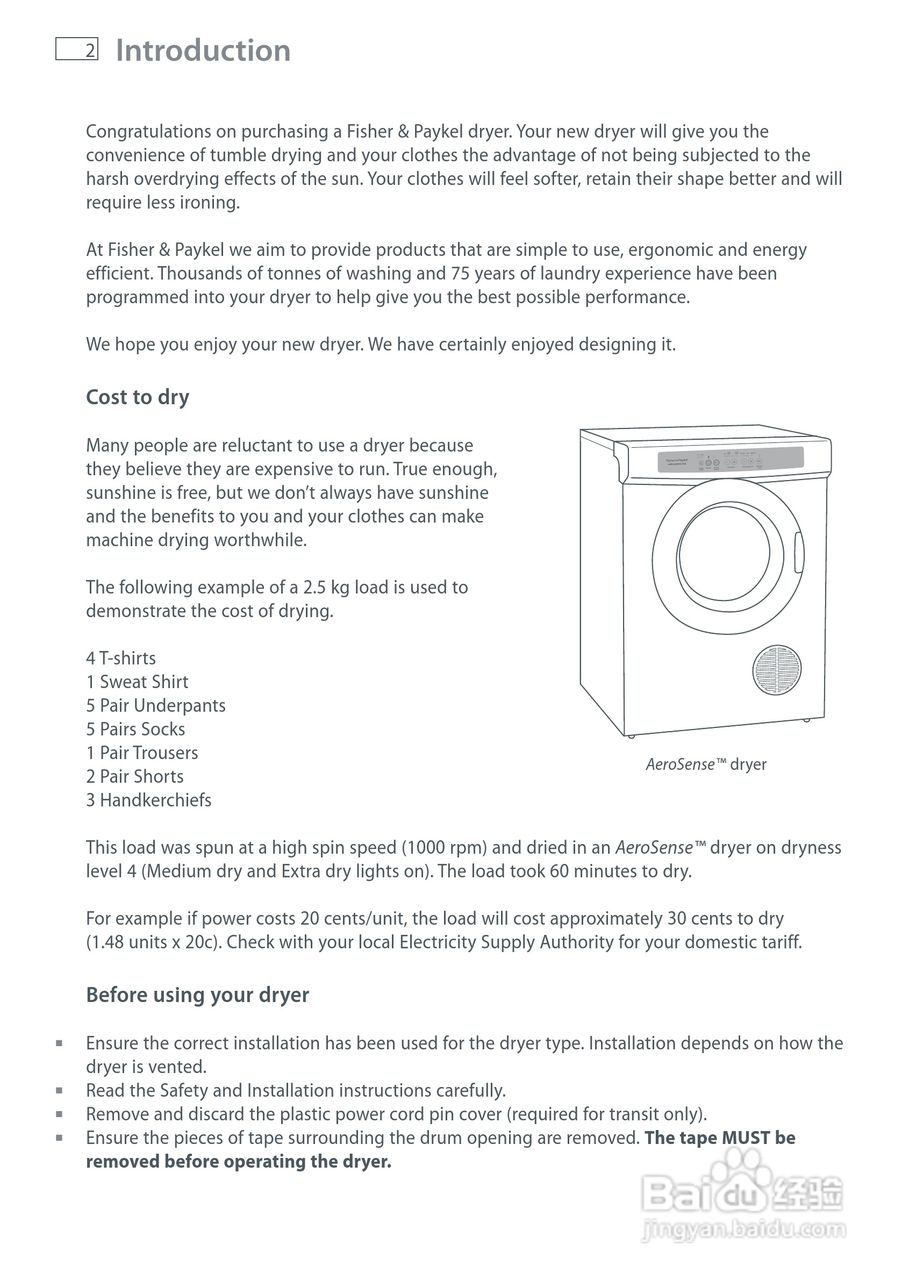 斐雪派克DE40F56A洗衣机说明书:[1]
