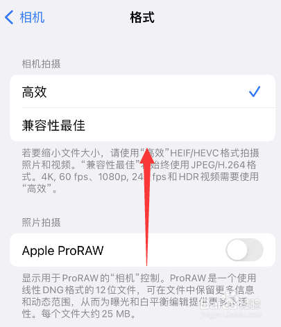 苹果手机相机格式怎么设置