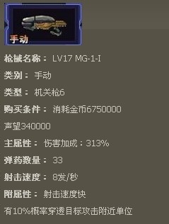 枪魂枪械系列：[12]枪魂MG-1-I枪械属性
