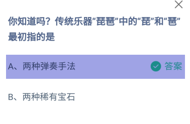 乐器琵琶中的琵和琶最初指的是蚂蚁庄园答案