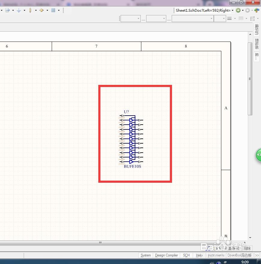 如何在AD中放置带控制脚10位分立3状态缓冲器？