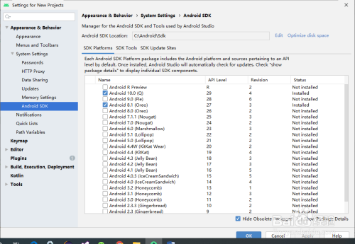 platform 'android-27' not found.
