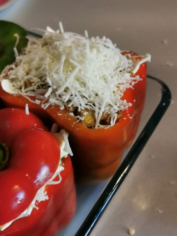 芝士菠菜肉末酿甜椒