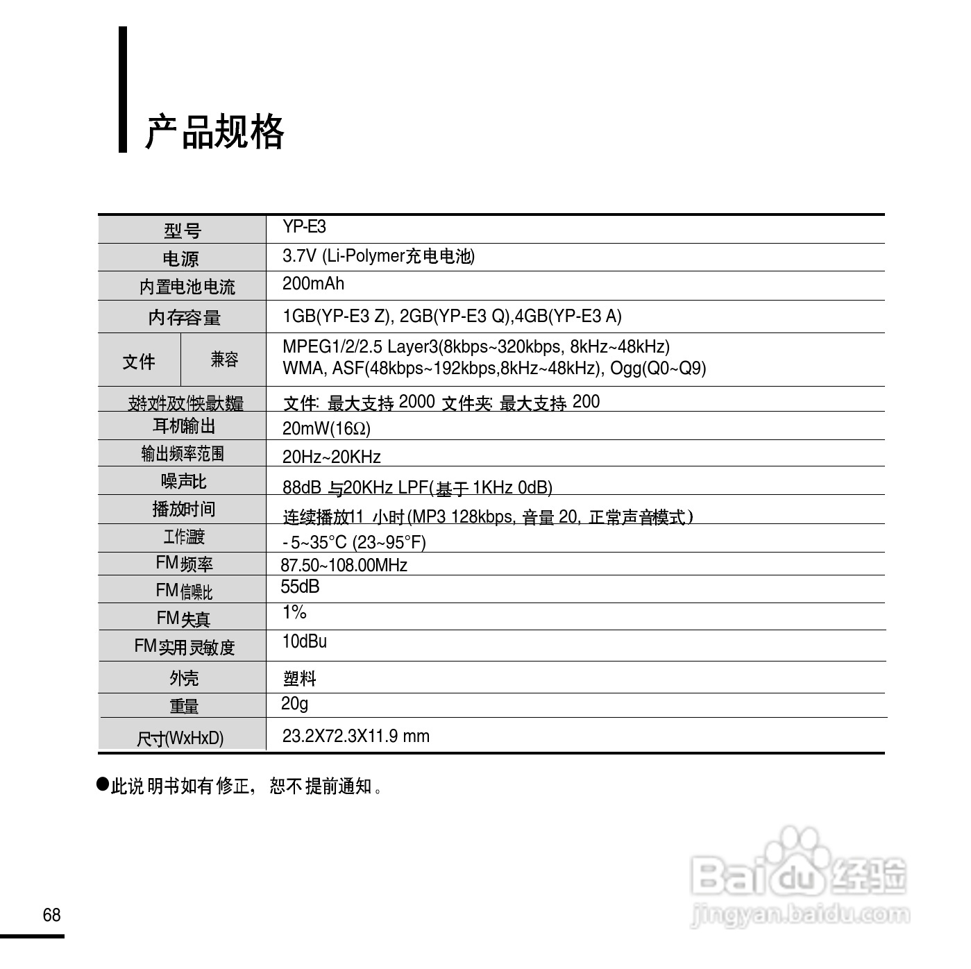 三星YP-E3数码影音使用说明书:[7]