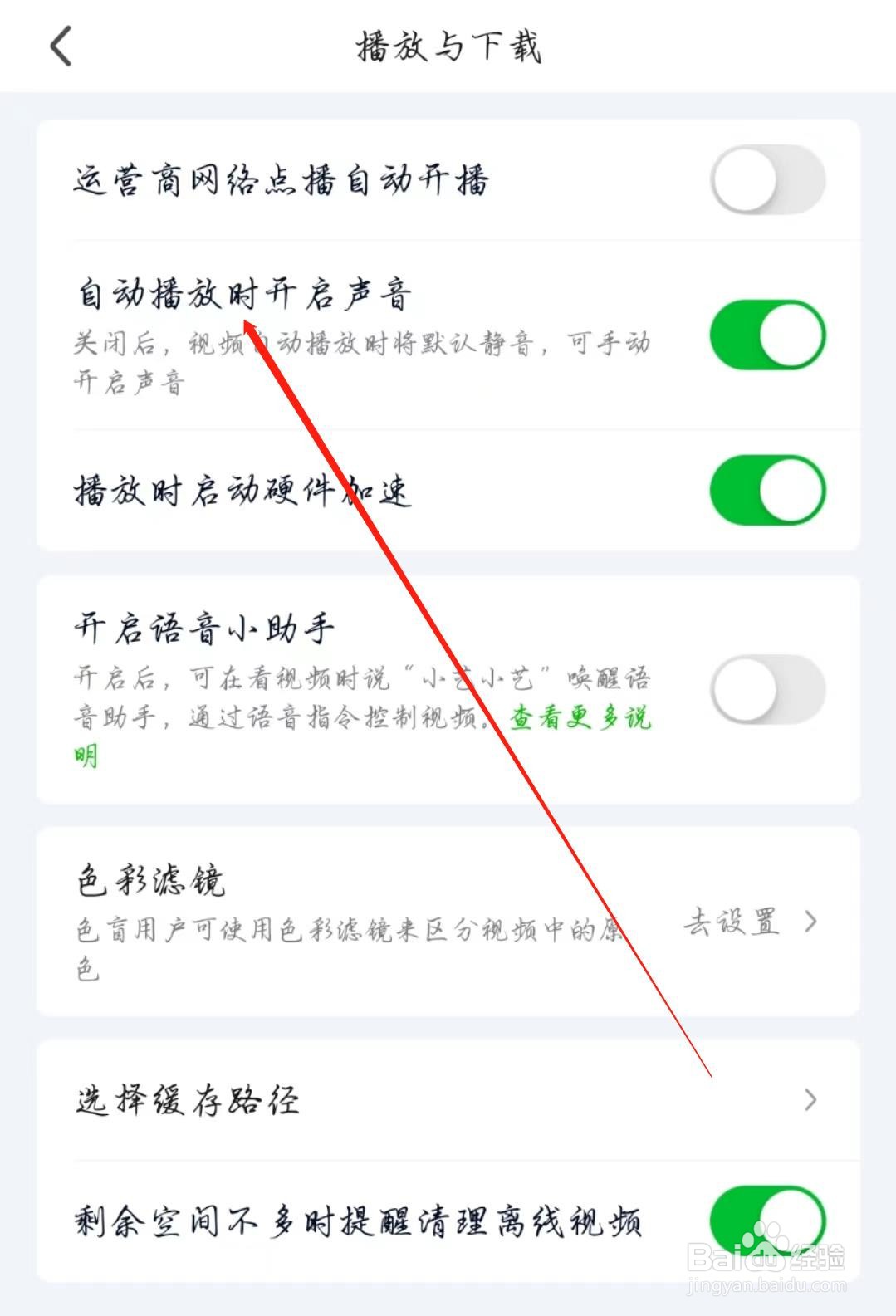爱奇艺APP在哪开启自动播放时开启声音