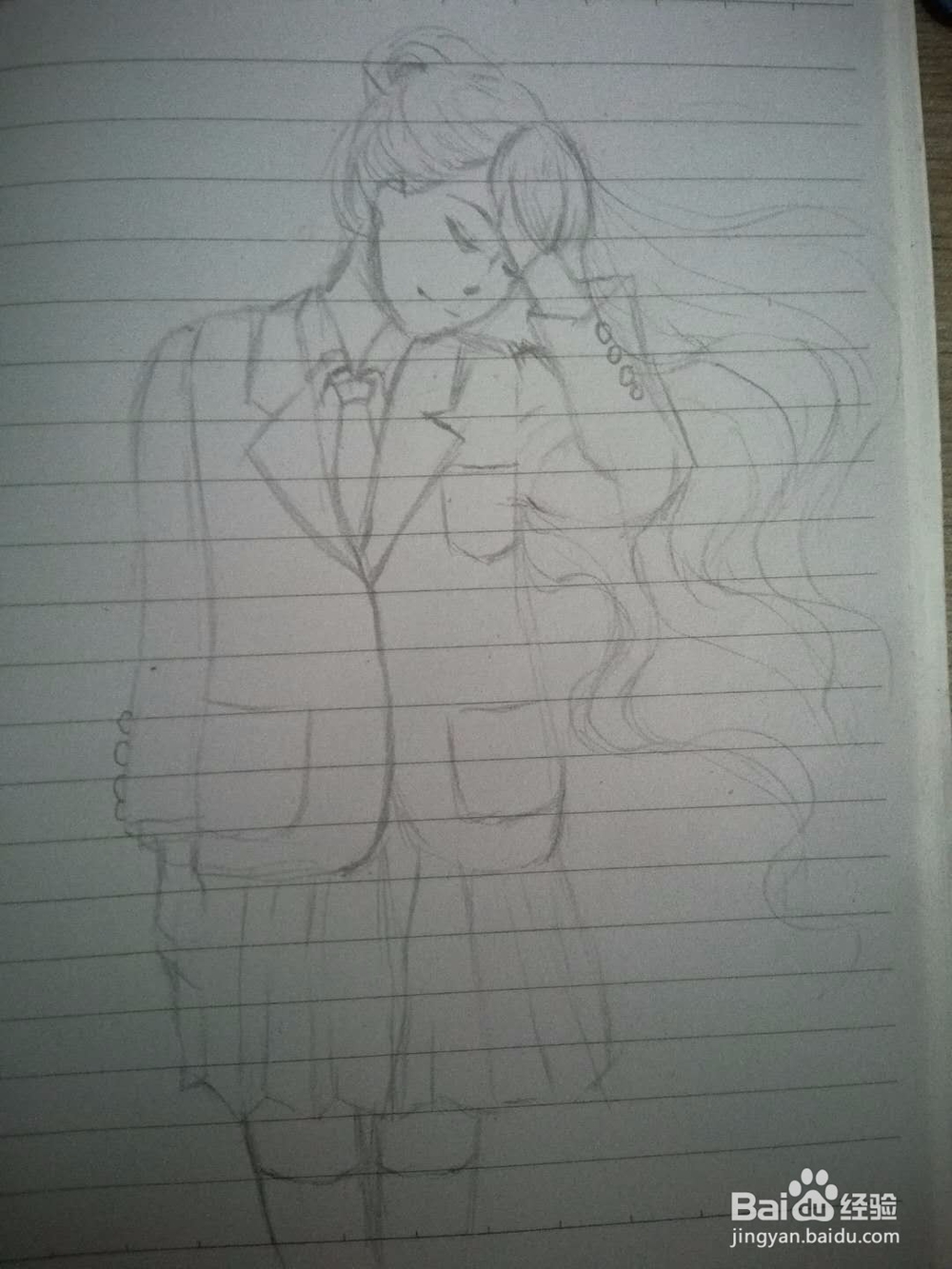 《风中女孩》漫画线稿手绘教程