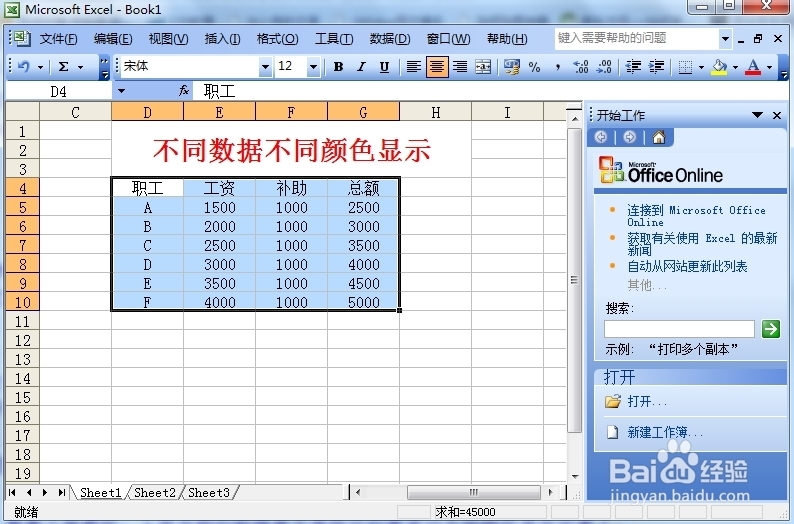 <b>Excel中不同类型数据不同颜色显示</b>
