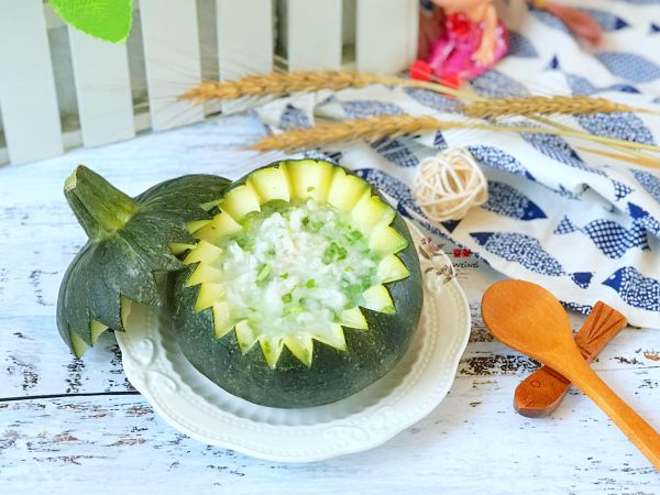 南瓜盅炖磷虾粥