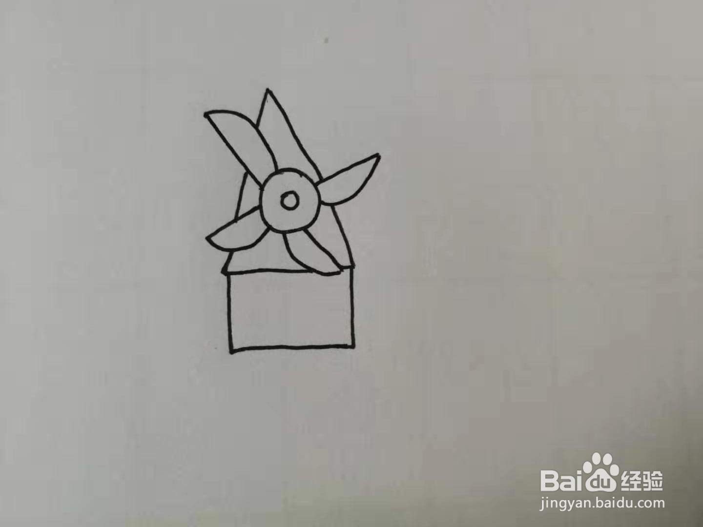 简笔画小风车屋