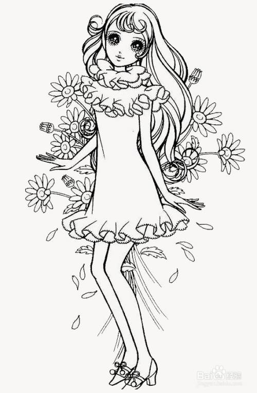 漂亮的长发女生的画法