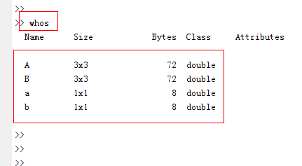 Matlab中如何查询当前工作空间的所有暂存变量