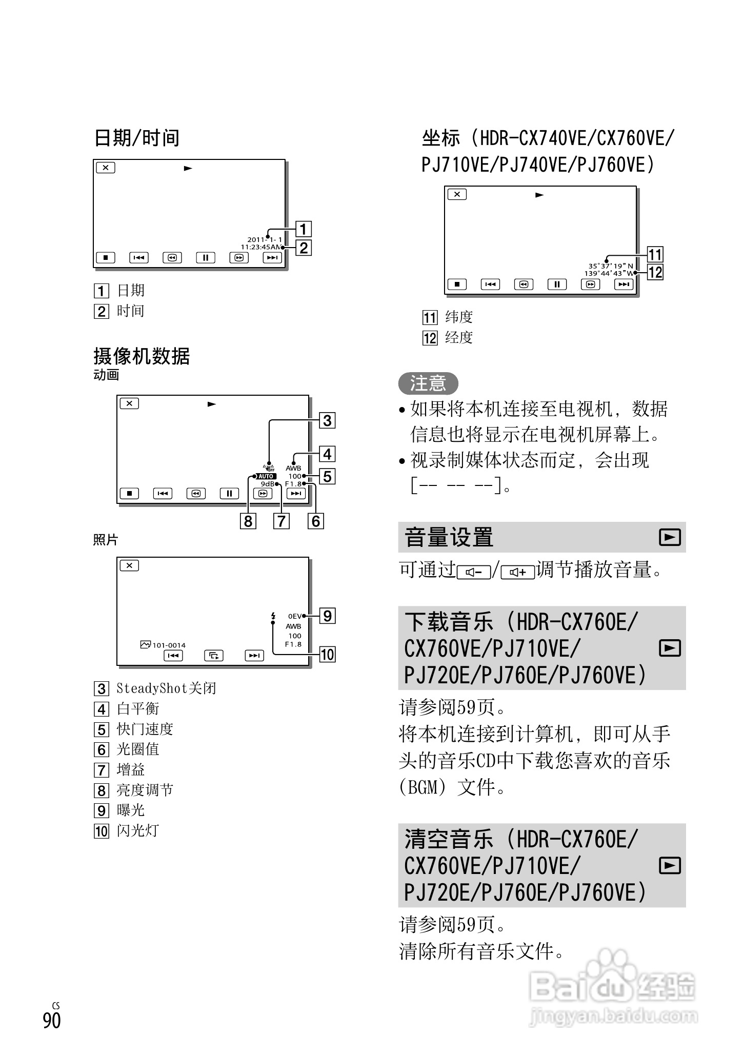SONY索尼 HDR-CX760E CX760VE数码摄像机说明书:[9]
