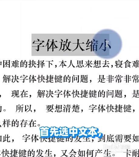 Word怎样调整字体大小？