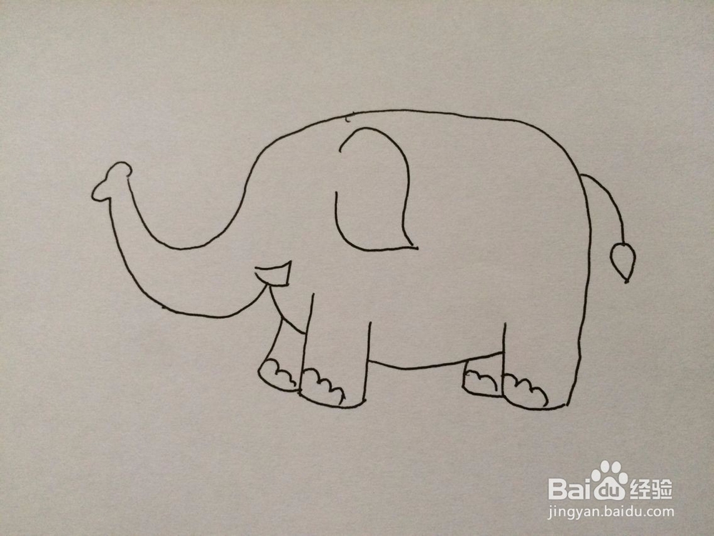 可爱大象的简笔画方法