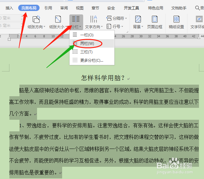 怎样设置WPS2019的分栏效果