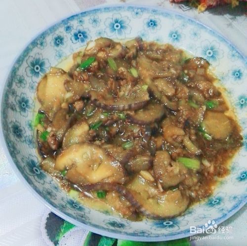 花茄子炒肉末的家常做法 百度经验