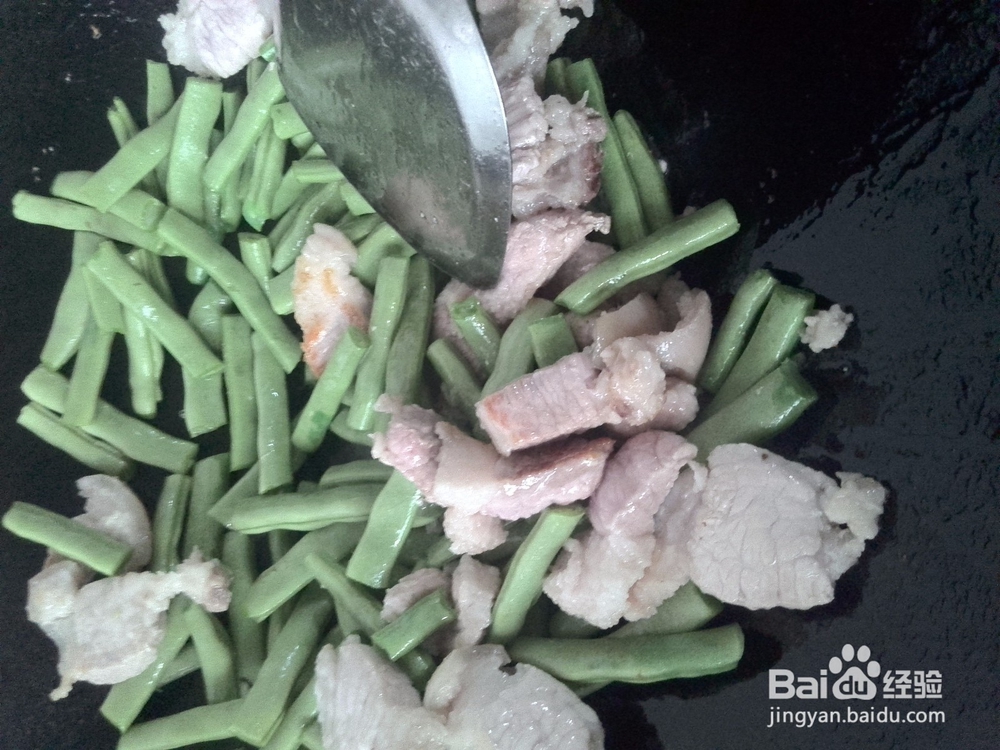 季豆炒猪肉片