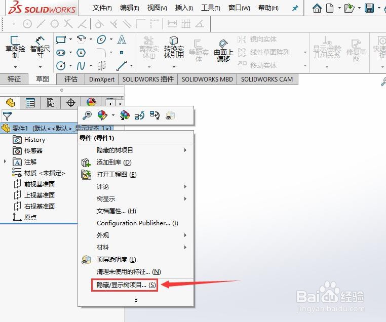 SW如何显示方程式树项目