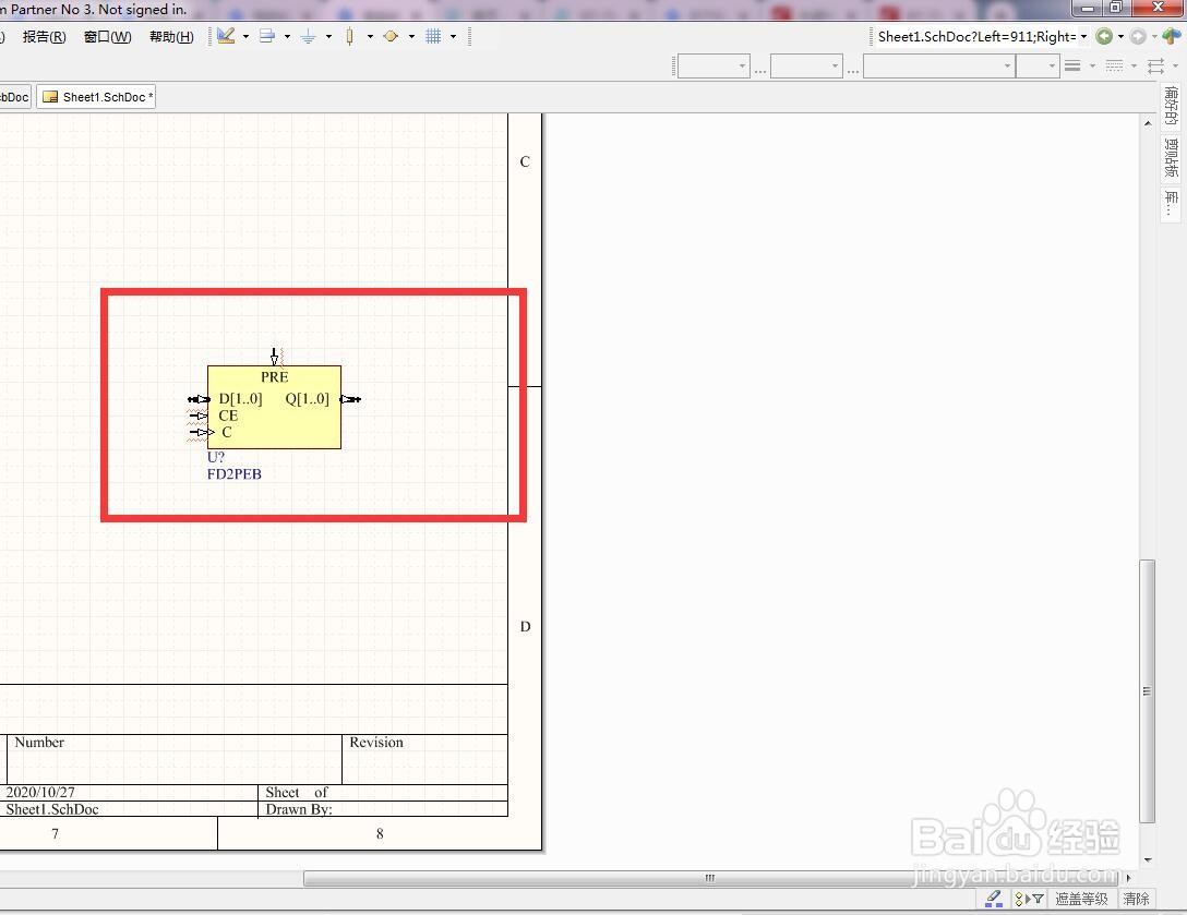 如何在AD中放置2位异步使能总线D型触发器？