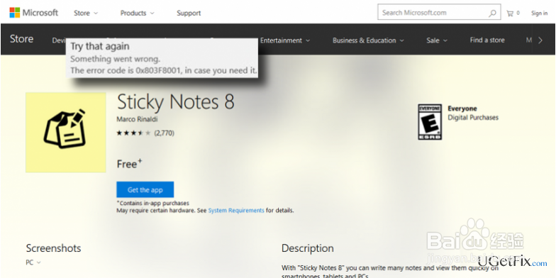 如何在应用商店中修复“错误代码0x803F8001?”