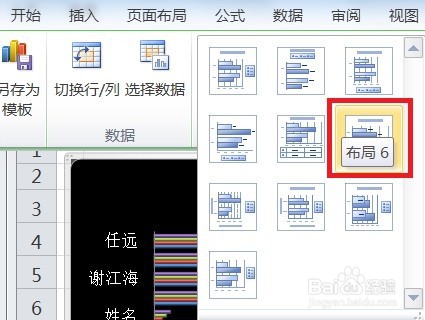 EXCEL怎么让簇状条形图的图表布局显示布局6效果