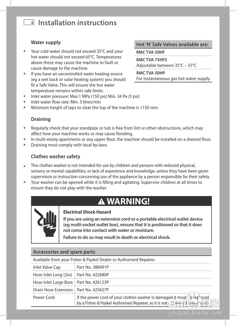 斐雪派克MW613洗衣机说明书:[1]