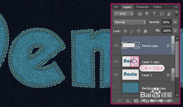 如何在Photoshop中制作缝合牛仔布文字效果